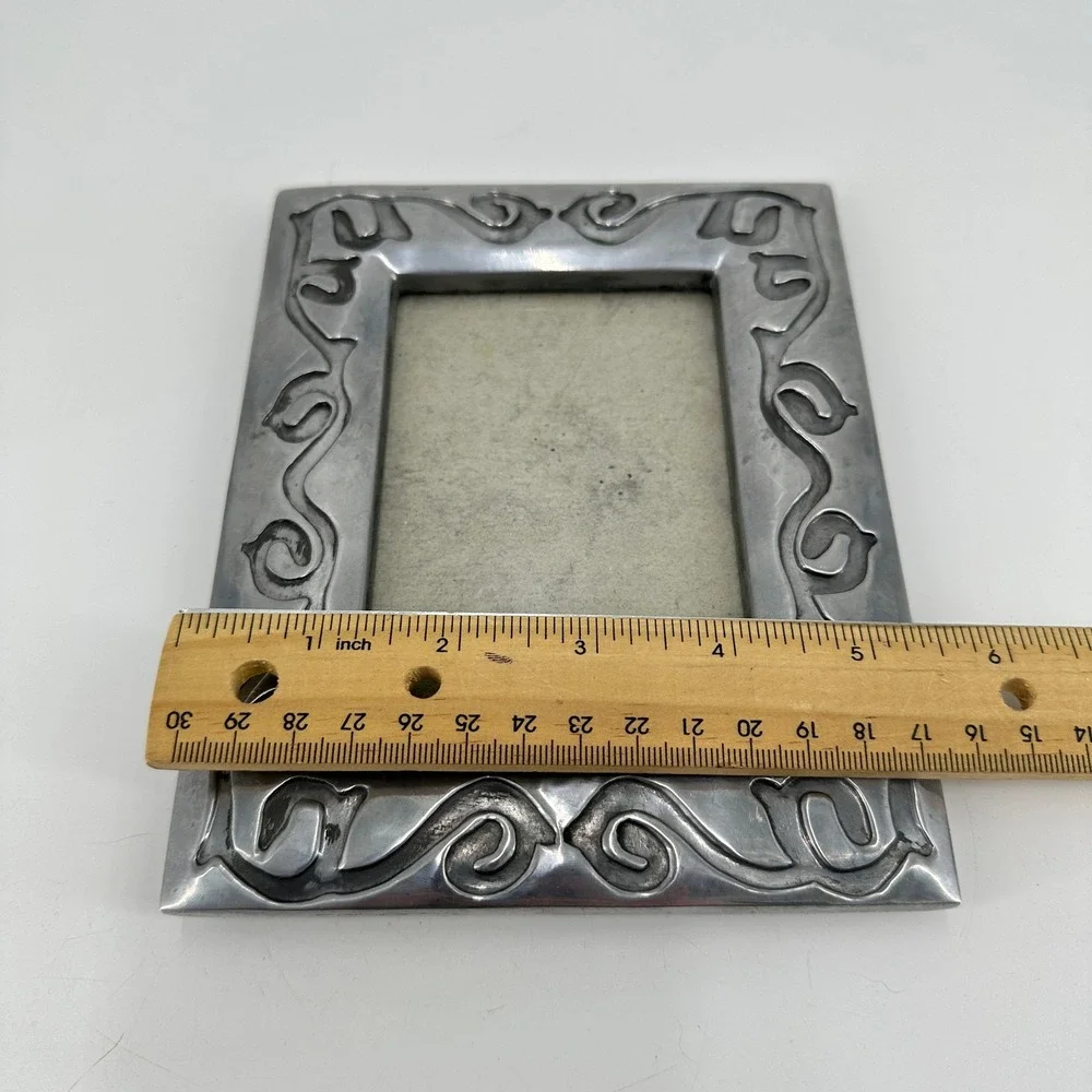 Pewter Tone Embossed Scroll Metal Picture Frame for 3.5x5 Photo Silver Decor